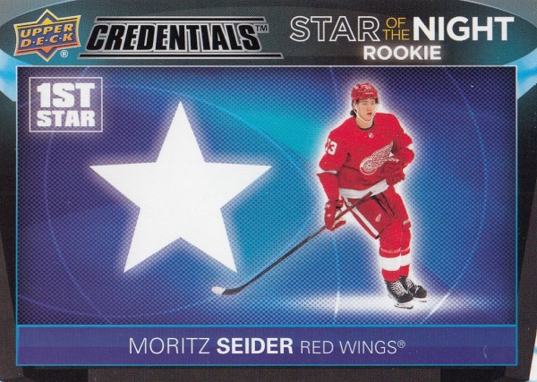 insert RC karta MORITZ SEIDER 21-22 Credentials 1st Star of the Night Rookies číslo 1SR-3